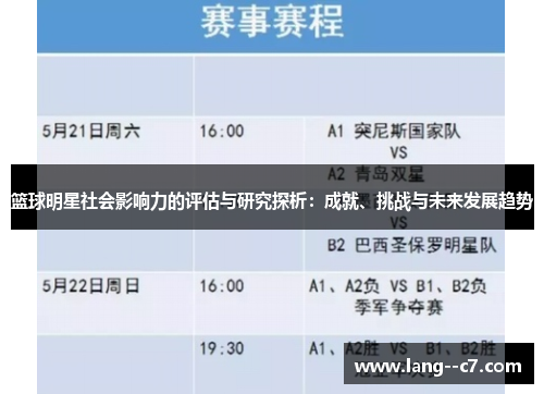 篮球明星社会影响力的评估与研究探析：成就、挑战与未来发展趋势